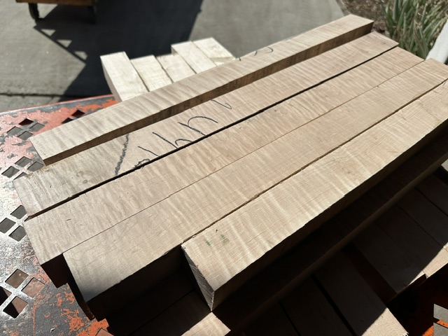 2" x 2" x 24" 10pcs Curly Maple Turning Squares