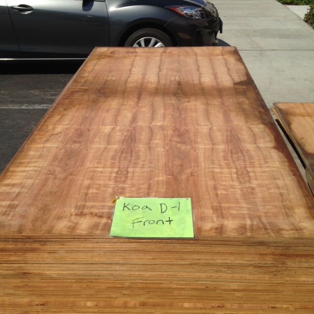 Koa (3/4") 2sided Veneer Plywood D1 Tropical Exotic Hardwoods